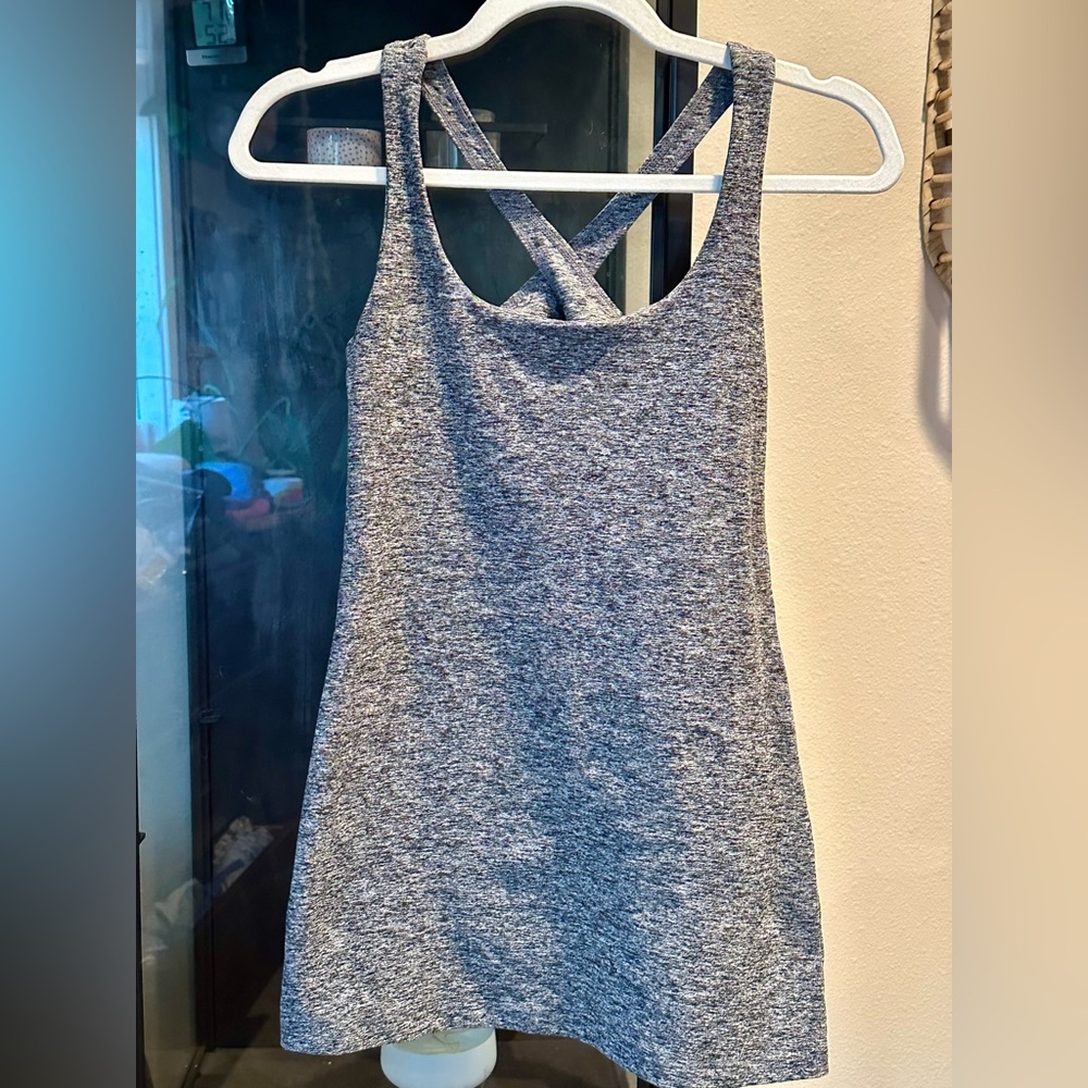 Beyond Yoga Carefree Cut Out Lock Keyhole Grey Gray Cross Tank Top